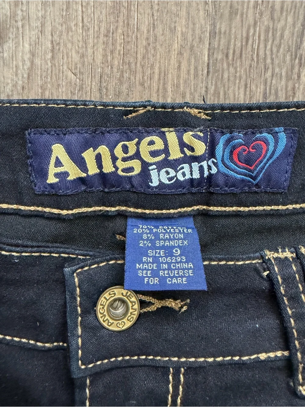 Angel Jeans Y2K Ultra Low Rise Skinny Dark Wash Stretch Denim Size 9 McBling Emo